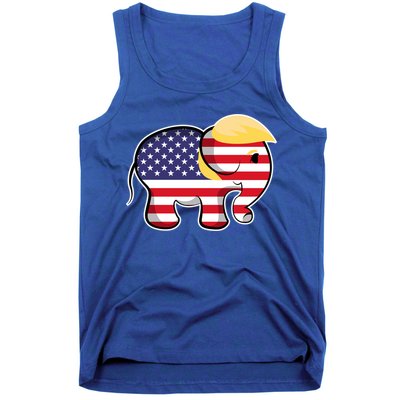 Pro Trump Hair Elephant Red White Blue Flag Republican Gift Tank Top