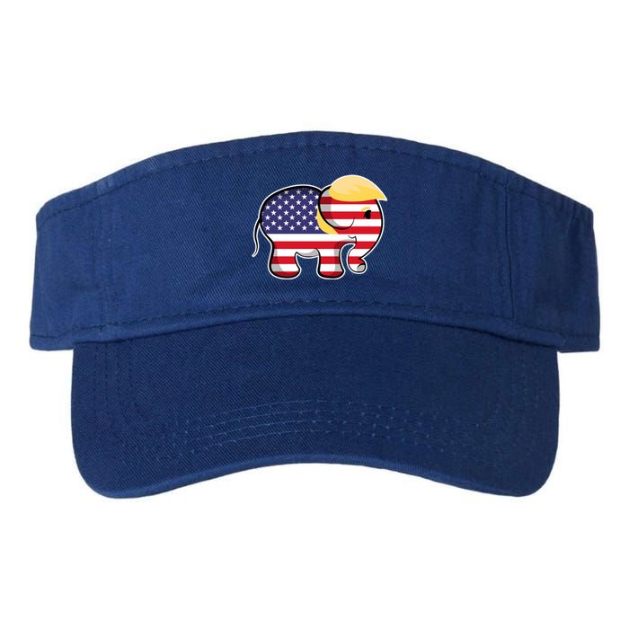 Pro Trump Hair Elephant Red White Blue Flag Republican Gift Valucap Bio-Washed Visor