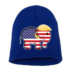 Pro Trump Hair Elephant Red White Blue Flag Republican Gift Short Acrylic Beanie