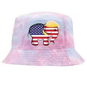 Pro Trump Hair Elephant Red White Blue Flag Republican Gift Tie-Dyed Bucket Hat