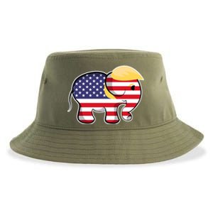 Pro Trump Hair Elephant Red White Blue Flag Republican Gift Sustainable Bucket Hat