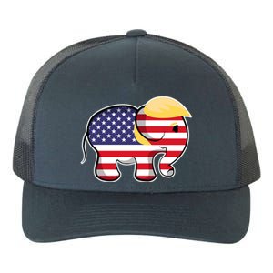 Pro Trump Hair Elephant Red White Blue Flag Republican Gift Yupoong Adult 5-Panel Trucker Hat