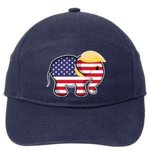 Pro Trump Hair Elephant Red White Blue Flag Republican Gift 7-Panel Snapback Hat