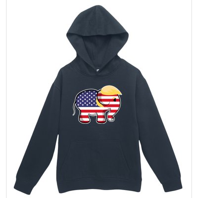 Pro Trump Hair Elephant Red White Blue Flag Republican Gift Urban Pullover Hoodie