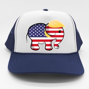 Pro Trump Hair Elephant Red White Blue Flag Republican Gift Trucker Hat