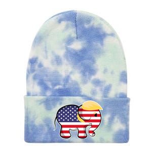 Pro Trump Hair Elephant Red White Blue Flag Republican Gift Tie Dye 12in Knit Beanie