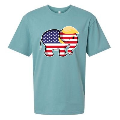 Pro Trump Hair Elephant Red White Blue Flag Republican Gift Sueded Cloud Jersey T-Shirt