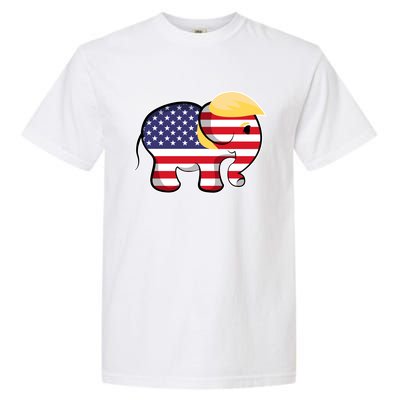 Pro Trump Hair Elephant Red White Blue Flag Republican Gift Garment-Dyed Heavyweight T-Shirt