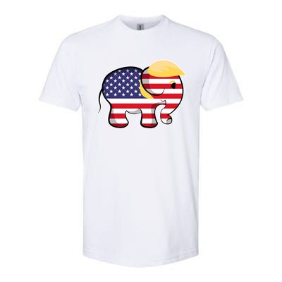 Pro Trump Hair Elephant Red White Blue Flag Republican Gift Softstyle® CVC T-Shirt