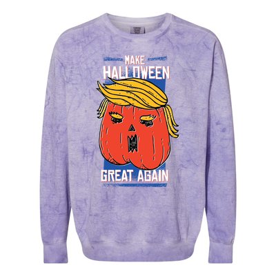 President Trump Halloween Pumpkin Make Halloween Great Again Great Gift Colorblast Crewneck Sweatshirt