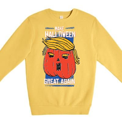 President Trump Halloween Pumpkin Make Halloween Great Again Great Gift Premium Crewneck Sweatshirt