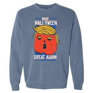 President Trump Halloween Pumpkin Make Halloween Great Again Great Gift Garment-Dyed Sweatshirt