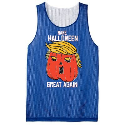 President Trump Halloween Pumpkin Make Halloween Great Again Great Gift Mesh Reversible Basketball Jersey Tank