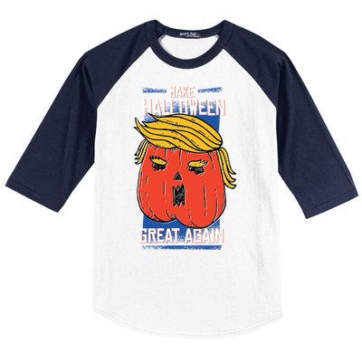 President Trump Halloween Pumpkin Make Halloween Great Again Great Gift Baseball Sleeve Shirt