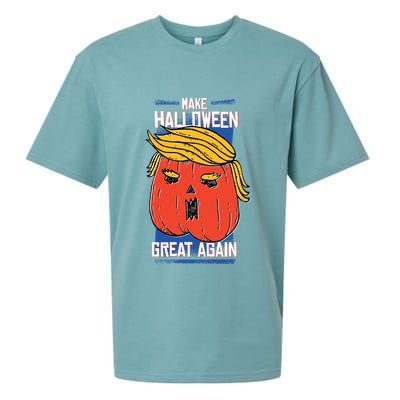 President Trump Halloween Pumpkin Make Halloween Great Again Great Gift Sueded Cloud Jersey T-Shirt