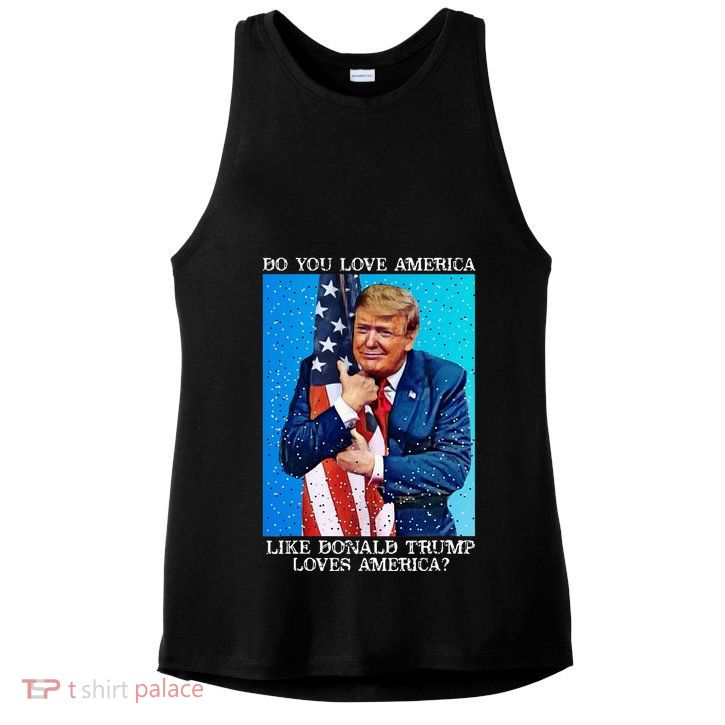 Patriotic Trump Hugging Flag Pro Trump Republican Gifts Ladies PosiCharge Tri-Blend Wicking Tank