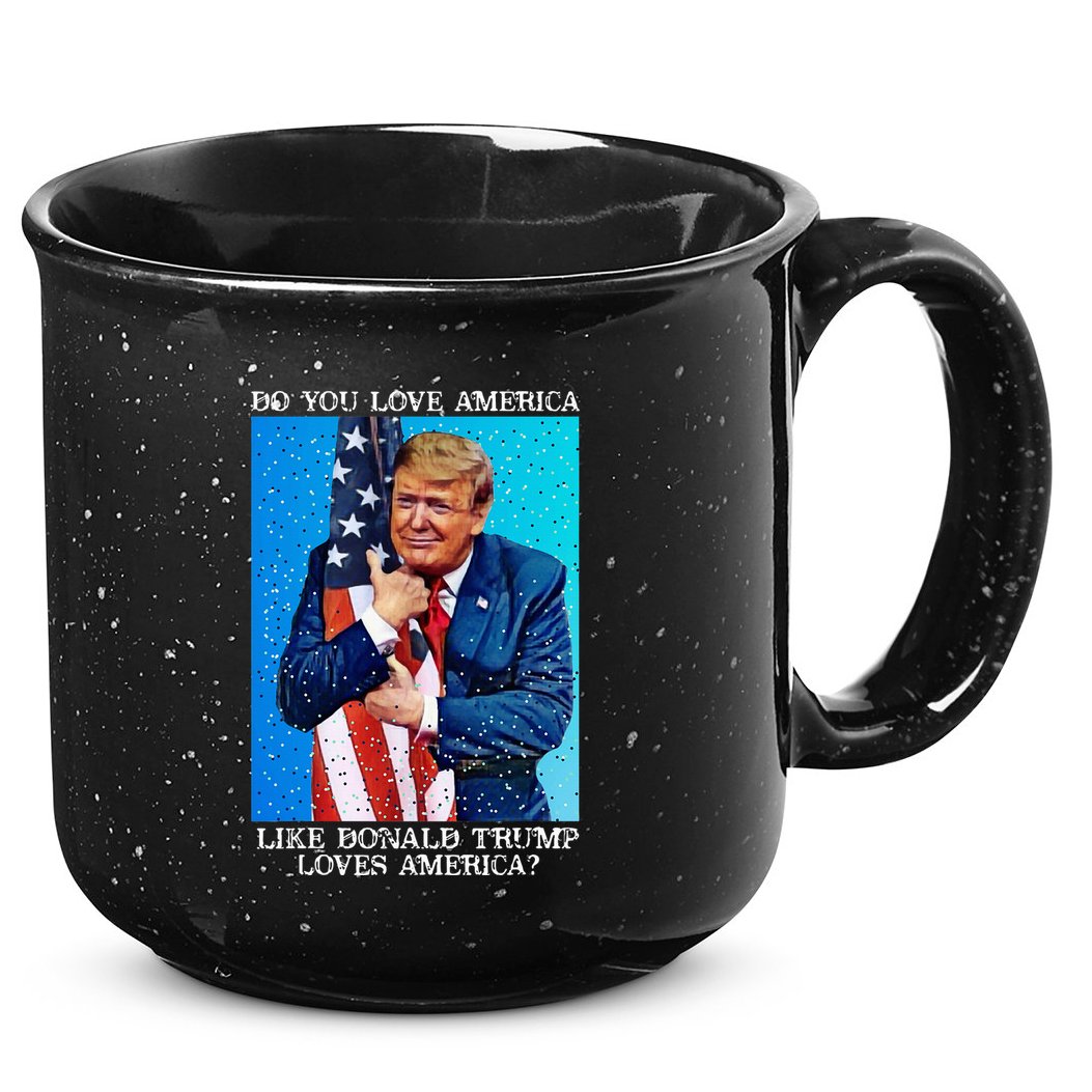 Patriotic Trump Hugging Flag Pro Trump Republican Gifts 15oz Campfire Ceramic Mug