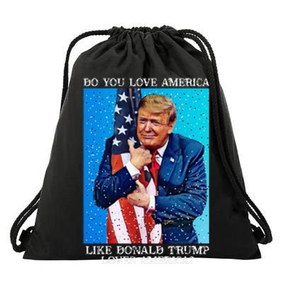 Patriotic Trump Hugging Flag Pro Trump Republican Gifts Drawstring Bag