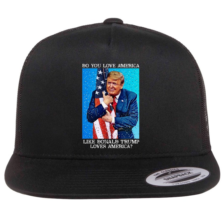 Patriotic Trump Hugging Flag Pro Trump Republican Gifts Flat Bill Trucker Hat