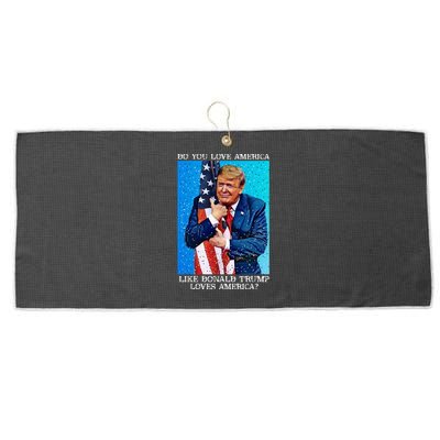 Patriotic Trump Hugging Flag Pro Trump Republican Gifts Large Microfiber Waffle Golf Towel