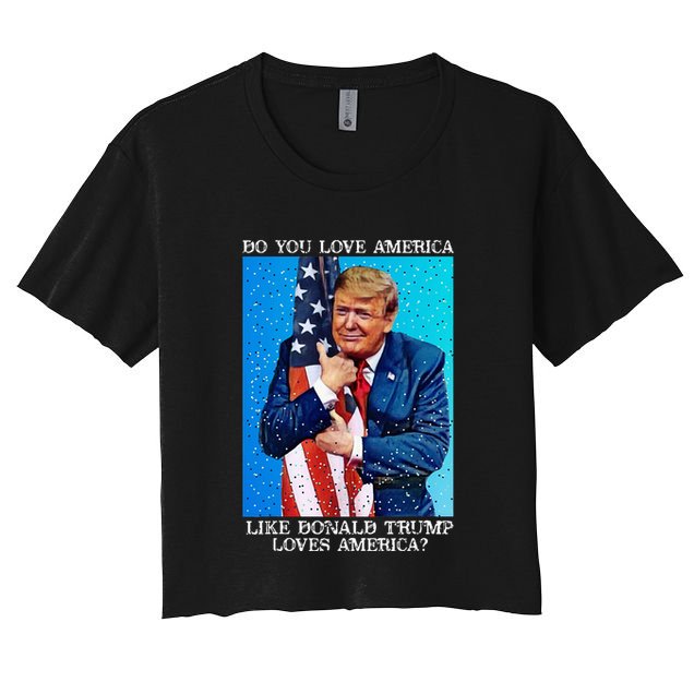Patriotic Trump Hugging Flag Pro Trump Republican Gifts Women's Crop Top Tee