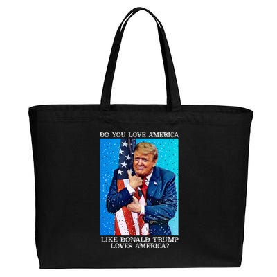 Patriotic Trump Hugging Flag Pro Trump Republican Gifts Cotton Canvas Jumbo Tote