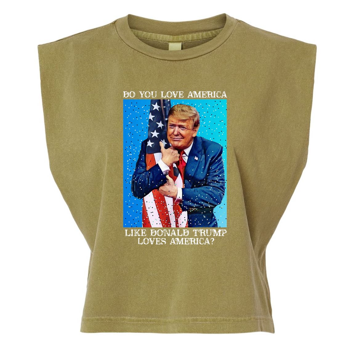 Patriotic Trump Hugging Flag Pro Trump Republican Gifts Garment-Dyed Women's Muscle Tee