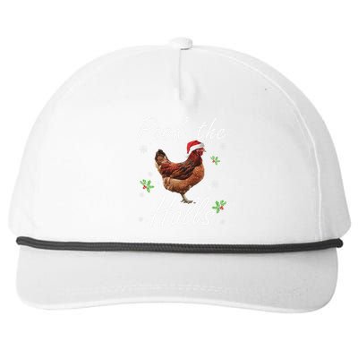 Peck The Halls Christmas Chicken Santa Hat Lights Snowflakes Snapback Five-Panel Rope Hat