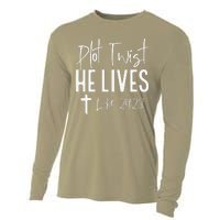 Plot Twist He Lives Cross Funny Christian Easter Day Gift Cooling Performance Long Sleeve Crew