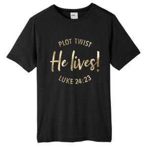 Plot Twist He Lives Jesus Easter Sunday Saying Christian Tall Fusion ChromaSoft Performance T-Shirt