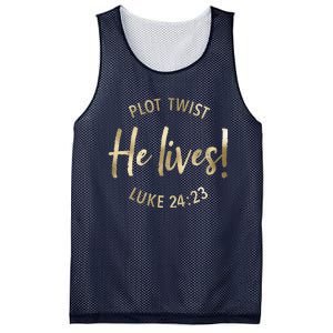 Plot Twist He Lives Jesus Easter Sunday Saying Christian Mesh Reversible Basketball Jersey Tank