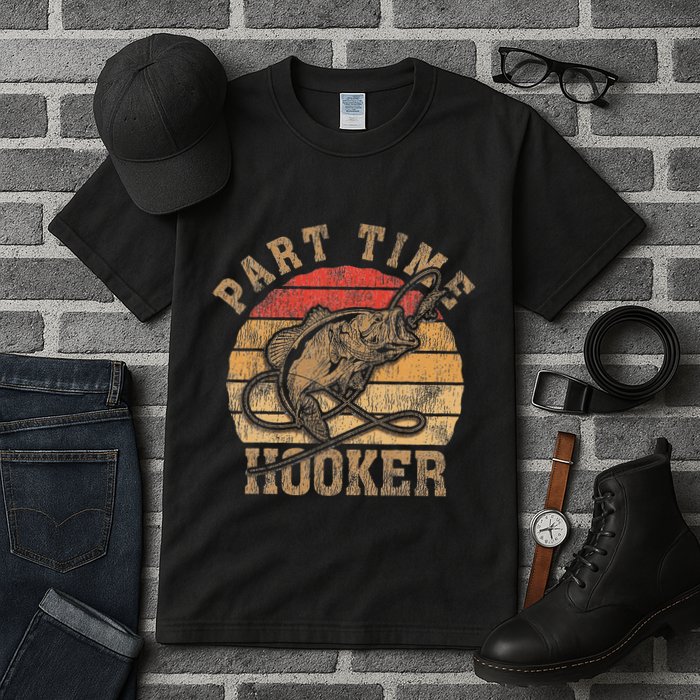 Part Time Hooker Funny Fishermen Sarcastic Joke For Dad Tall T-Shirt