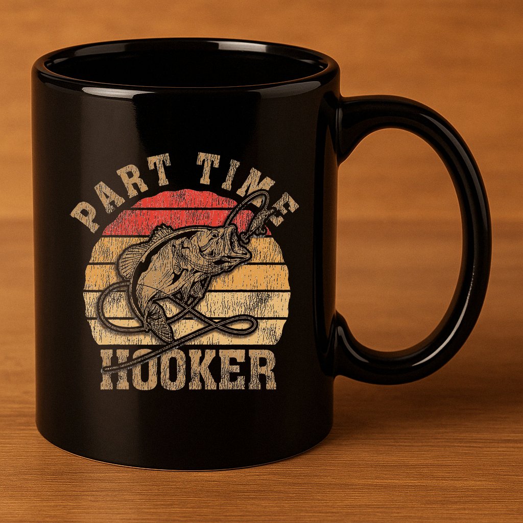 Part Time Hooker Funny Fishermen Sarcastic Joke For Dad 11oz C Handle Ceramic Mug