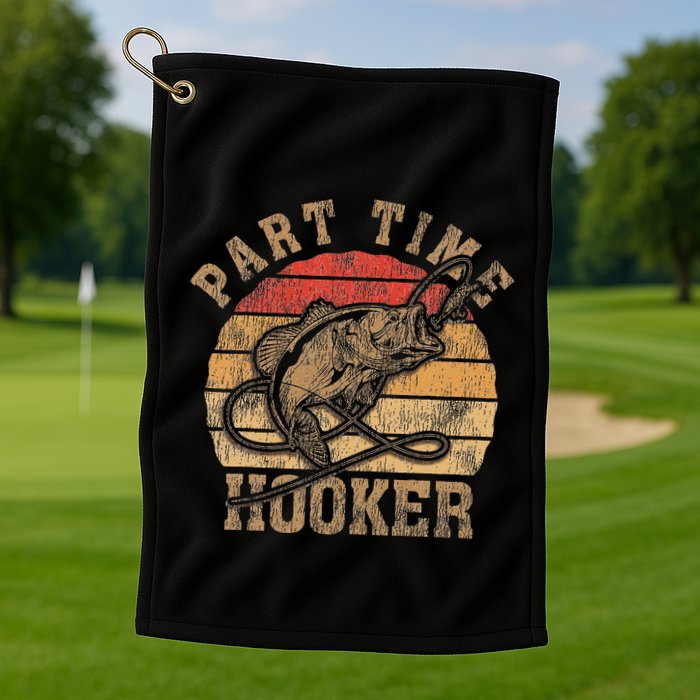 Part Time Hooker Funny Fishermen Sarcastic Joke For Dad Golf Towel