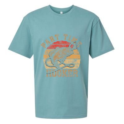 Part Time Hooker Funny Fishermen Sarcastic Joke For Dad Sueded Cloud Jersey T-Shirt