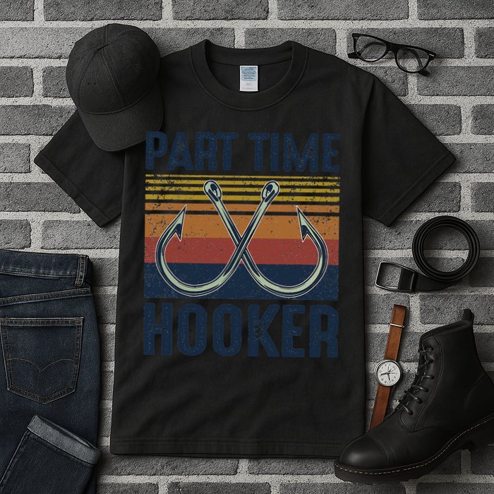 Part Time Hooker Funny Fishing Lover Fisherman Retro Style Tall T-Shirt