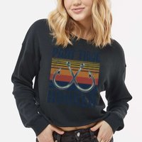Part Time Hooker Funny Fishing Lover Fisherman Retro Style Cropped Pullover Crew