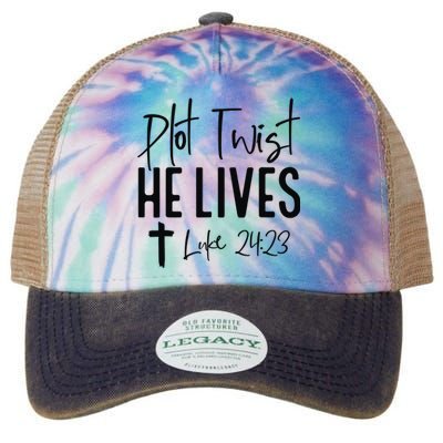 Plot Twist He Lives Luke 24 23 Bible Verse Legacy Tie Dye Trucker Hat