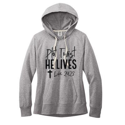 Plot Twist He Lives Luke 24 23 Bible Verse Women's Fleece Hoodie