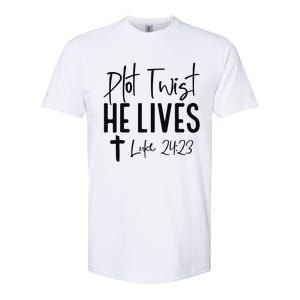 Plot Twist He Lives Luke 24 23 Bible Verse Softstyle CVC T-Shirt