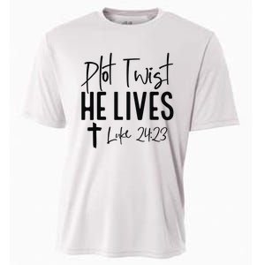 Plot Twist He Lives Luke 24 23 Bible Verse Cooling Performance Crew T-Shirt