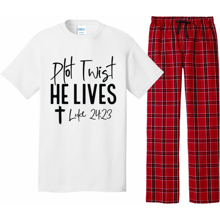 Plot Twist He Lives Luke 24 23 Bible Verse Pajama Set