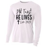 Plot Twist He Lives Luke 24 23 Bible Verse Cooling Performance Long Sleeve Crew