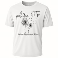 Physical Therapist Helping Tiny Human Bloom Pediatric PT Cooling Performance Crew T-Shirt