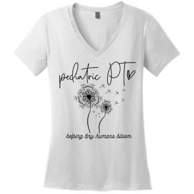 Physical Therapist Helping Tiny Human Bloom Pediatric PT Women's V-Neck T-Shirt