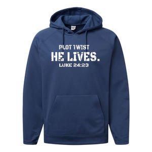 Plot Twist He Lives Jesus Is Alive Luke 24 Easter Women Performance Fleece Hoodie