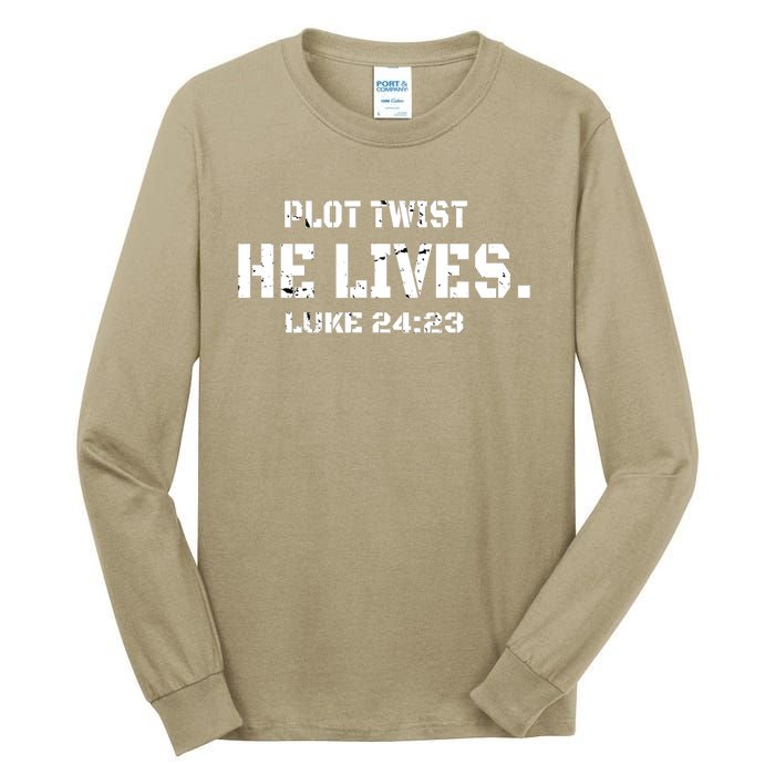 Plot Twist He Lives Jesus Is Alive Luke 24 Easter Women Tall Long Sleeve T-Shirt