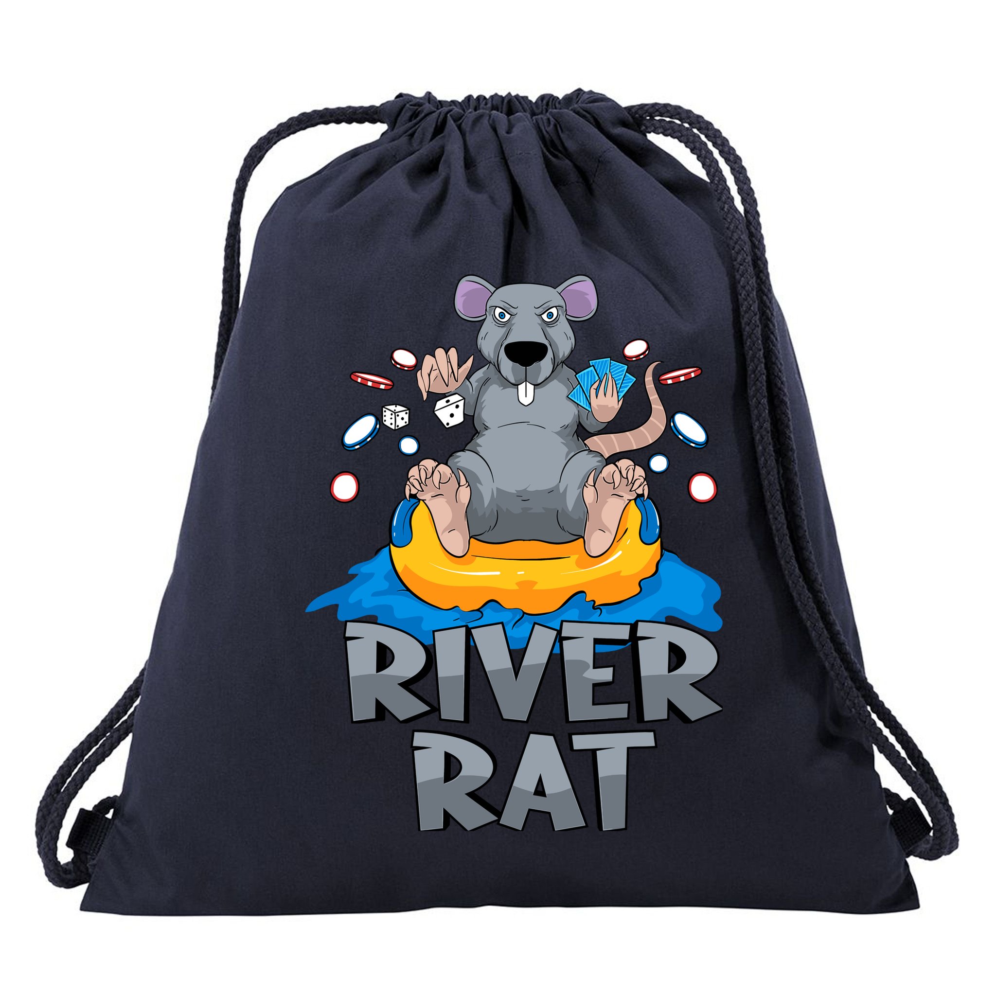 Poker Texas Hold Em River Rat Casino Drawstring Bag