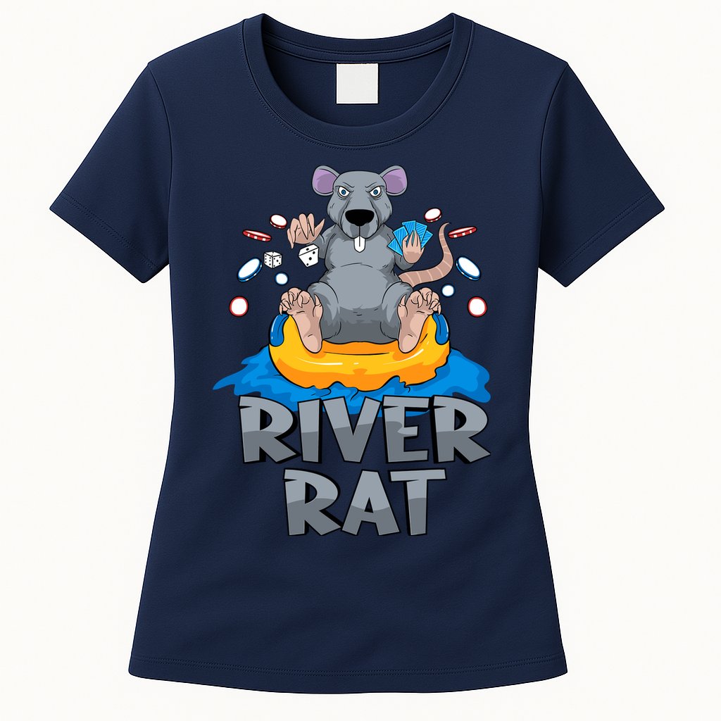 Poker Texas Hold Em River Rat Casino Womens T-Shirt