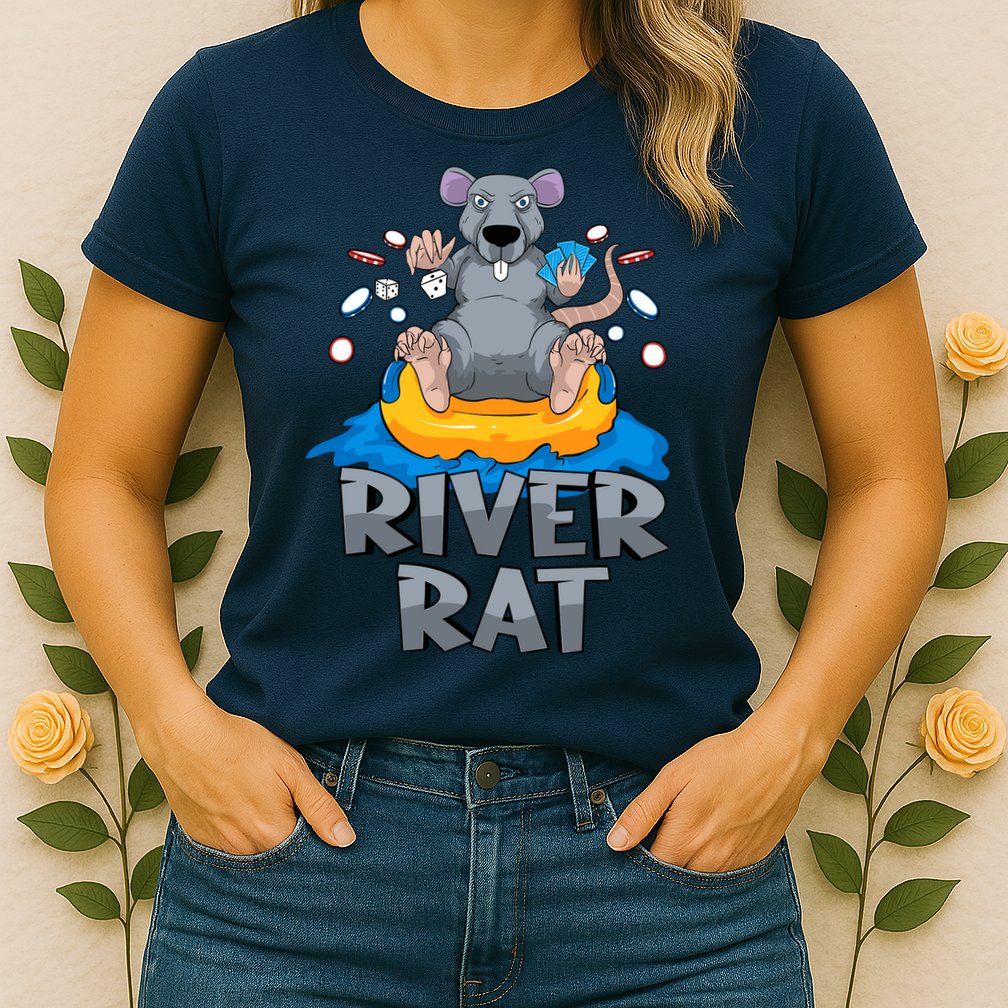 Poker Texas Hold Em River Rat Casino Womens T-Shirt